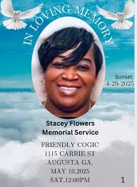 Mother Jefferson and family will have a Memorial Service, this Saturday in  loving memory of Stacy. Church Family, Friends & coworkers are welcome.