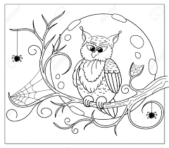 Beautiful palm branch coloring page. Coloring Page Cartoon Owl Sitting On The Dry Tree Branch Colouring Royalty Free Cliparts Vectors And Stock Illustration Image 131961453