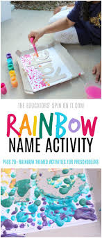 Drip Painting Rainbow Name Activity For Preschoolers Peinture Enfant Decorations Enpate A Sel Creations De Maternelle