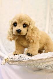 Puppy American Cocker Spaniel Leia Artist Ooak Collectible Stuffed Dog Handmade Plush Portrait Pet