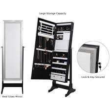 Storage for more than just jewelry: Posh Abigail Full Length Mirror Jewelry Armoire Makeup Storage In Black Jf36 07bk Cx
