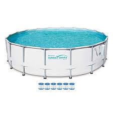 Summer Waves 16ft X 48in Elite Pool Set With Pump And Cartridge Filter 6 Pack Green Lawn Garden Store In Ground Pools Summer Waves Above Ground Pool