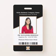 To automatically populate each card with the same information. Business Employee Bar Code Logo Id Identification Badge Zazzle Com Business Company Names Company Id Identity Card Design