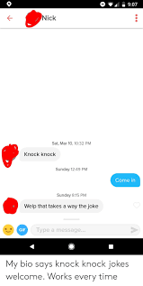 See the funniest humans telling jokes at human.com, each with 10 seconds to make you laugh. O 907 Nick Sat Mar 10 1032 Pm Knock Knock Sunday 1249 Pm Come In Sunday 815 Pm Welp That Takes A Way The Joke Gif Type A Message My Bio Says