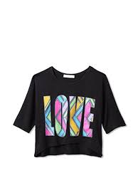 Pinc Premium Girls High Low Patchwork Love Top