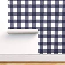 Bathroom or picnic plaid wallpaper in blue oasis from the beach house collection by seabrook wallcoverings. Spoonflower Peel And Stick Removable Wallpaper Navy Gingham Plaid Blue Buffalo Check Modern Nursery Woodland Print Self Adhesive Wallpaper 12in X 24in Test Swatch Amazon Com