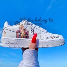 Nike Airforce 1 With Bad Bunny Portraits Waterproof Custom Af1 Design The Custom Movement In 2021 Nike Airforce 1 Nike Air Force Bunny Shoes