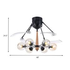 Shop for cfl bulbs ceiling fans online at target. Black 6 Bulb Ceiling Fan Lighting Vintage Clear Glass Ball 4 Blade Semi Flush Lamp For Living Room 48 W Takeluckhome Com