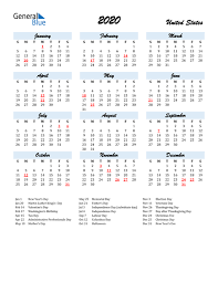 Us Holidays Calendar 2020 In 2020 Us Holiday Calendar Holiday Calendar Us Holidays