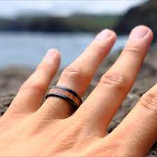 Unique Men S Wedding Band Wood Inlayed Tungsten Wedding Ring Mens Wedding Bands Unique Mens Wedding Bands Tungsten Wedding Rings