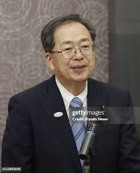 Japanese Justice Minister Ken Saito attends a press conference... News  Photo