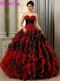Rotes bodenlanges hochzeitskleid aus satin by lafanta. Schwarz Und Rot Gothic Hochzeit Kleider Ballkleid Bunte Liebsten Stickerei Perlen Ruschen Organza Nicht Weiss Brautkleid Gothic Wedding Red Gothic Wedding Dressgothic Wedding Dress Aliexpress