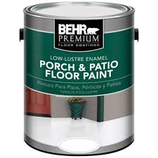 Behr Premium 1 Gal Ultra Pure White Low Lustre Enamel Interior Exterior Porch And Patio Floor Paint 605001 The Home Depot Painted Patio Painted Cement Patio Patio Flooring