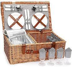 Anyday john lewis & partners nesting rectangular plastic storage containers, set of 3, clear. Zormy 4 Person Picnic Basket Large Willow Hamper Set With Insulated Compartment Handmade Large Wicker Picnic Basket Set With Utensils Cutlery Perfect For Picnicking Camping Amazon Ae