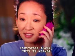 My lord, I love Christina Yang!!! LOL her April Kepner voice and  personality was RIGHT ON : r/greysanatomy