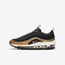Nike Air Max 97 Black And Metallic Gold Nike Air Max 97 Big Kids Shoe Black In 2020 Nike Air Max Nike Nike Air
