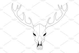 Black And White Deer Skull Deer Skull Vector In 2020 Deer Skulls Skull Illustration Deer Drawing