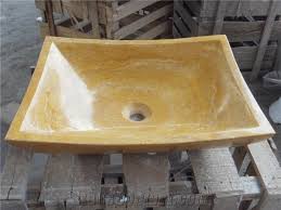 yellow travertine bathroom sinks