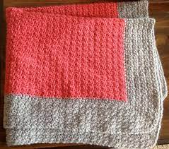Coral Crochet Blanket With Gray Border Thick Border With Different Color Crochet Blanket Pink Crochet Baby Blanket Crochet Quilt