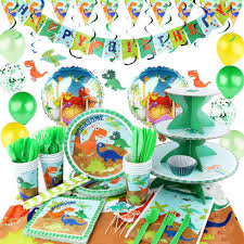 Bom dia com dinossaurooo @kamilalessaeventos. Amazon Com Hapycity 220pieces Dinosaur Birthday Party Supplies Serves 16 For Kids Birthday Theme Party School Party Daily Dinner Toys Games