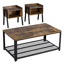 Lowest price of the summer season! Buy Yaheetech Industrial Living Room 3 Piece Table Sets Includes Coffee Table Two End Side Tables Wood Home Accent Furniture Easy Assembly Rustic Brown Online In India B07zqb2m1m