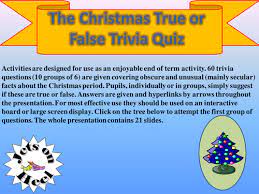 Some festive fun for all the family. True Of False Christmas Trivia Challenge Teaching Resources