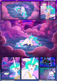 1052920 - safe, artist:light262, artist:lummh, derpibooru import, nightmare  moon, princess celestia, queen chrysalis, pony, comic:timey wimey, absurd  resolution, cloud, color porn, comic, dialogue, eyes closed, full moon,  implied princess luna, jewelry ...