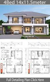 House Design Plan 14x11 5m With 4 Bedrooms Home Ideas 14x115m Bedrooms Design Zen House Design House Construction Plan Beautiful House Plans