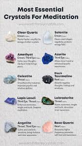 Most Essential Healing Crystals For Meditation Clearquartz Selenite Amethyst Azurite Meditation Crystals Crystal Healing Chart Crystal Healing Stones