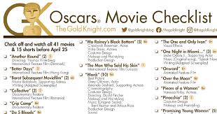 Use it or lose it they say, and that is certainly true when it. Oscars 2021 Download Our Printable Movie Checklist The Gold Knight Latest Academy Awards News And Insight