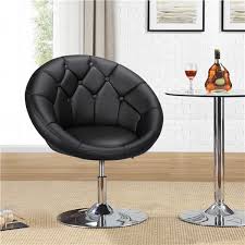 A pneumatic chair with a lever to adjust the height. Yaheetech Round Tufted Back Chair Contemporary Height Adjustable Vanity Chair 360 Swivel Accent Chair Lounge Pub Bar Chair Modern Look