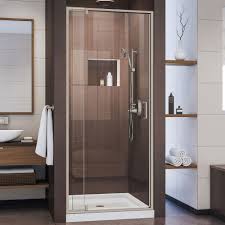 Flex 32 Inch D X 32 Inch W X 74 3 4 Inch H Pivot Shower Door In Brushed Nickel And White Base Framed Shower Door Frameless Shower Doors Shower Doors