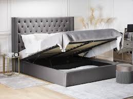 Lit Double En Velours Gris Avec Rangement 160 X 200 Cm Lubbon In 2020 Home Decor Home Furniture