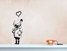 Banksy Tank Girl Wall Decal With Heart And Birdy Street Art Wall Sticker Urban Wall Art Vinyl Art Grafitty Stencil Urban Wall Art Banksy Wall Art Banksy