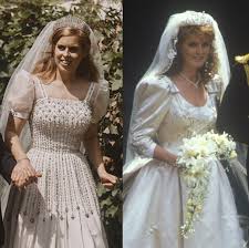 Buckingham palace releases details of princess beatrice's surprise wedding to edoardo mapelli mozzi, saying she wore a vintage dress and a tiara lent to her by her grandmother, queen elizabeth ii. Princess Beatrice S Wedding Dress Compared To Sarah Ferguson Fergie