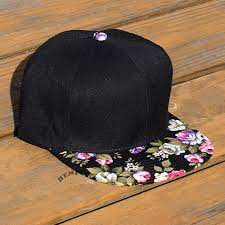 Black Snapback Hat With Vintage Floral Brim Blank Cap By Bespokela 15 00 Snapback Hats Black Snapback Hats Black Snapback