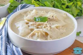 Mix mushroom soup, milk, chicken, and green chile peppers. Old Fashioned Chicken And Dumplings The Country Cook