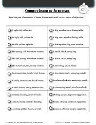 Worksheet Correct Order Of Adjectives Read The Pair Of Sentences Choose The Sentence With The Order Of Adjectives Order Of Adjectives Worksheet Adjectives