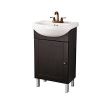 The addition of the small medicine cabinet overhead adds even more storage space and a small mirror. Facto Euro Vanity Sink 1 Door 20 X 34 X 11 Chocolate Yg500cl Rona