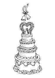 Add leaves to frosted cake in between the flowers with dabs of frosting. Coloring Page Wedding Cake Free Printable Coloring Pages Img 17388