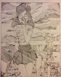 Did This For My College Class That Got On My Nerves Xd Challenge Draw With Only Diagonal Lines Animeartist Girl Drawings Line Art Drawings Drawing Skills