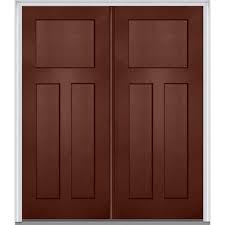 Mmi Door 72 In X 80 In Classic Left Hand Inswing Craftsman 3 Panel Painted Fiberglass Smooth Prehung Front Door With Brickmould Z015543l Double Doors Exterior Exterior Front Doors Wooden Doors