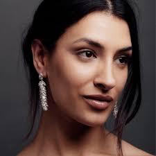 Freya Rose Silver Crystal Long Drops