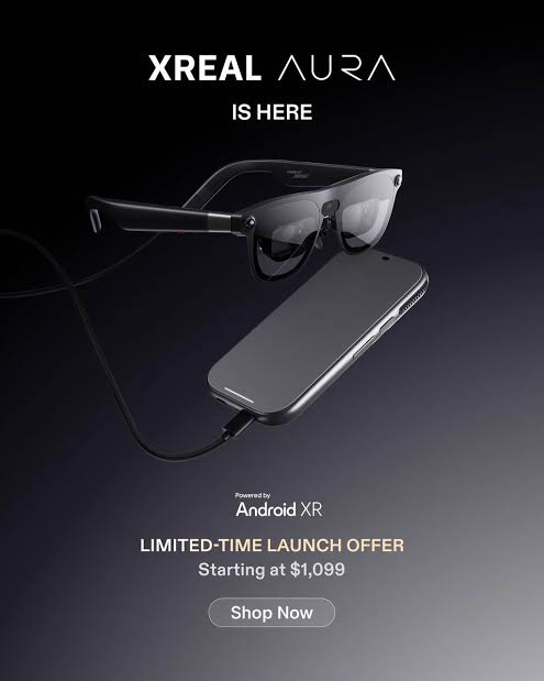 XREAL 👓 on X: "XREAL AURA is officially here. 🕶️ Meet lightweight wired spatial computing glasses powered by Android XR, giving you a portable spatial canvas to work, watch, play, and explore.