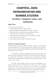 Doc Chapter1 Data Representation And Number Systems Numbers Computer Codes And Arithmetic Objectives Diraf Nirhab Academia Edu