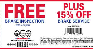 Free Brake Inspection Plus 15 Off Any Brake Service Pep Boys Pep Printable Coupons