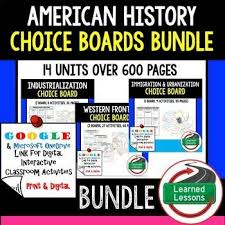 American History Activities American History Choice Board Bundle Google Link With Images Choice Boards Interactive Classroom American History Activities