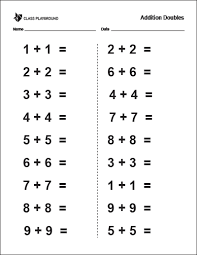 Printable Addition Doubles Worksheet Class Playground