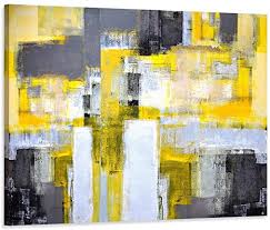 Yellow dk gray white lg chevron gray name monogram large clock. Amazon Com Decor Mi Modern Abstract Canvas Wall Art Yellow Wall Decor Large Abstract Art Prints Paintings Artwork Stretched Framed Canvas Home Decor For Living Room Bedroom Bathroom Ready To Hang 24 X36 Inches