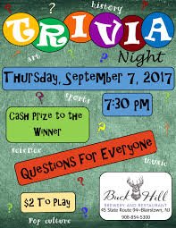 Browse our wide library of shapes, lines, borders, and images for professionally made elements. Trivia Night Flyer Buck Hill Brewery And Restaurant